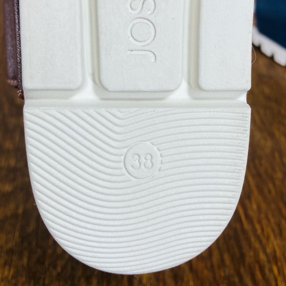 New Josef Seibel Quinn 02 Leather Buckle Wedge Women’s Size 7-7.5 Ocean/Camel - Picture 9 of 10